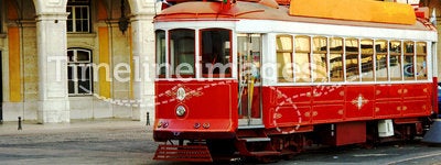 Trolley on lisbon portugal street