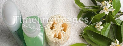 Spa items with orange blossoms