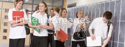 High school students by lockers