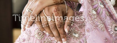 Bride's Hand With Henna Tattoo, Indian Wedding