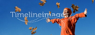 Happy fall or autumn child