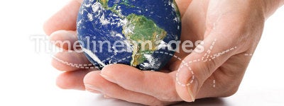 The globe in hands