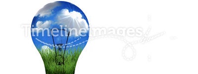 Green Grass and Blue Sky in a Lightbulb Energy Con