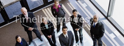 High angle view of multi-ethnic co-workers