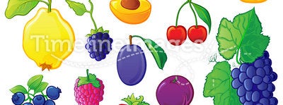 Fruit set with color outlines