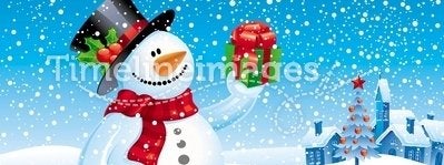 Snowman with gift for you