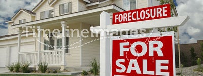 Foreclosure Home For Sale Sign & House