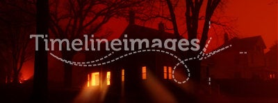 Haunted House in red fog