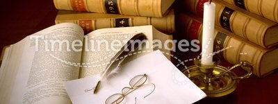 Law books and Quill