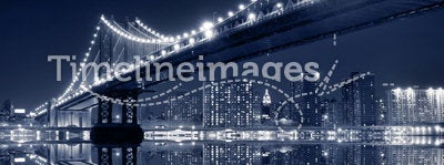 Manhattan Bridge At Night, New York City