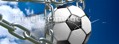 Soccer Ball Breaking Through Metal Chains