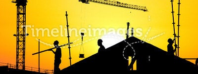 Silhouette construction site