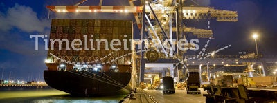 Cargo ship by night