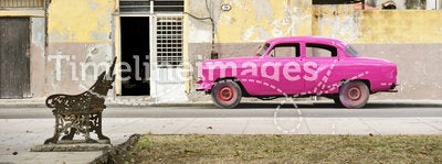 Pink car in Havana