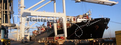 Container Cargo Ship Unloading