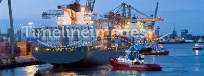 Cargo ship docking