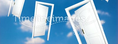 Doors on blue sky