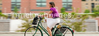 Female commuter cycling