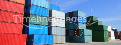 Cargo freight containers stack in harbor